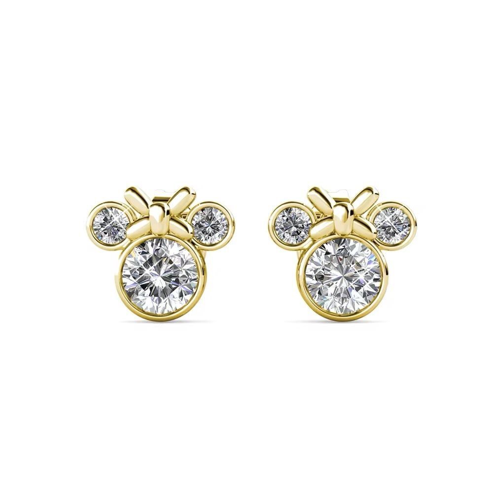 NEW Minnie Mouse Gold Plated Swarovski Stud Earrings. Hypoallergenic.